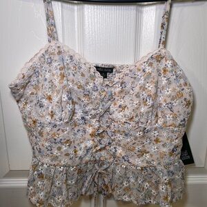 Floral Lace Trim Women's Top